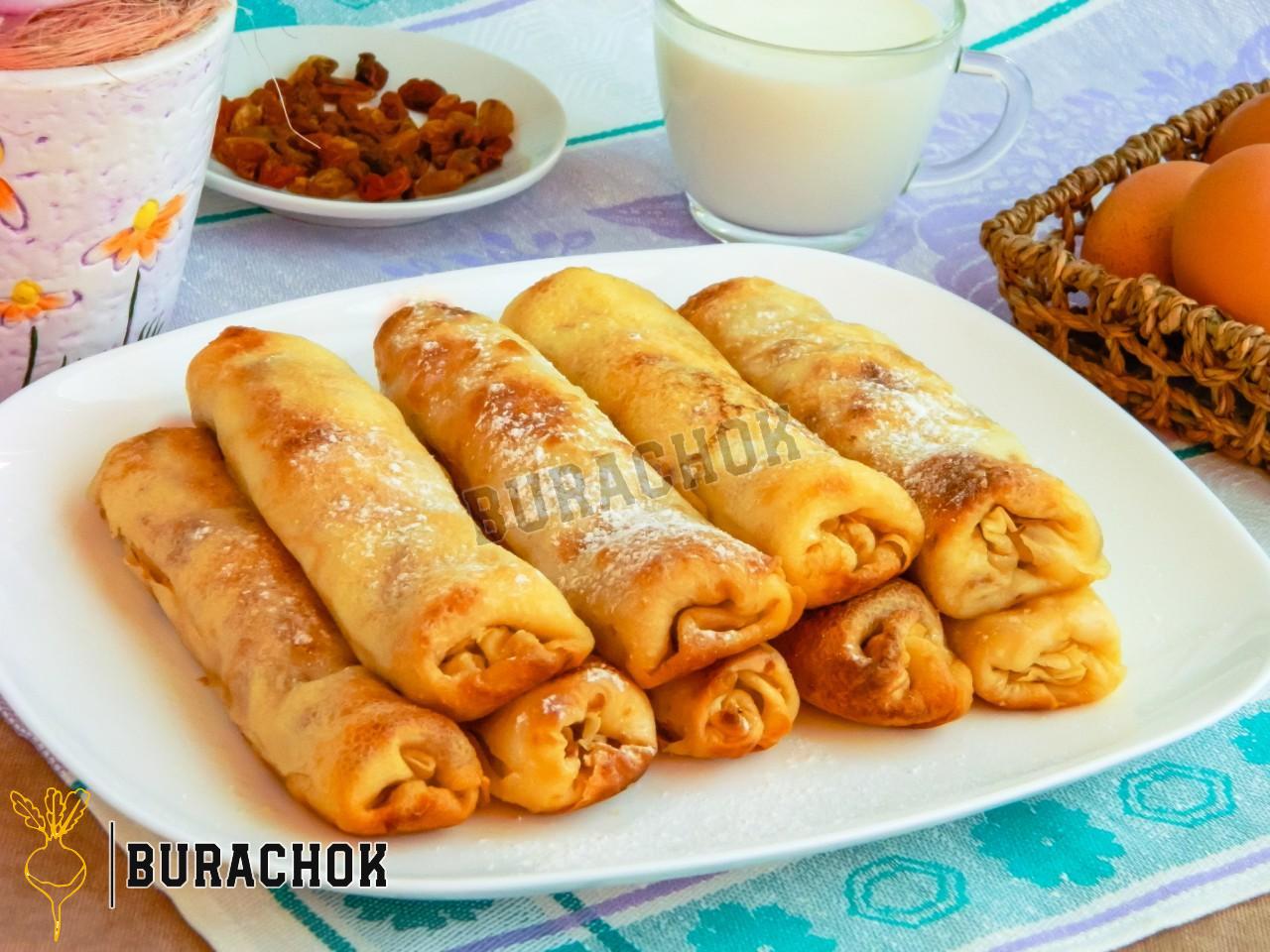 Млинці в духовці з кисломолочним сиром